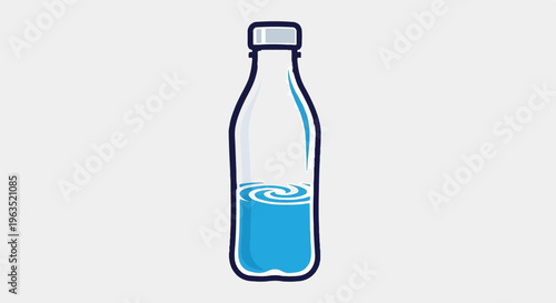 Clear bottle with blue liquid, depicting a swirling effect