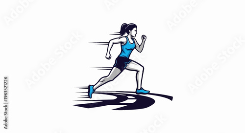 Stylized illustration of a woman running fast on a track