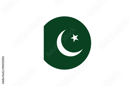 Round Pakistan flag icon on white background. Vector illustration