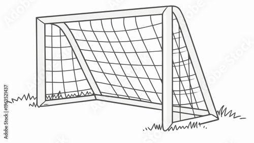 Black and white diagram of a soccer goal net and frame structure