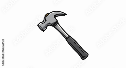 Gray claw hammer with a black grip on a white background
