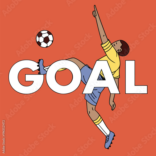 A dynamic moment of a soccer player kicking the ball towards the goal