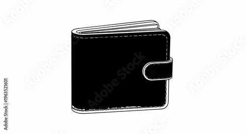 Simple black and white illustration of a folded, open wallet