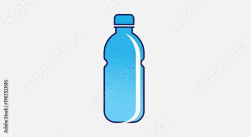 Simple illustration of a clear blue plastic water bottle with a dark blue outline