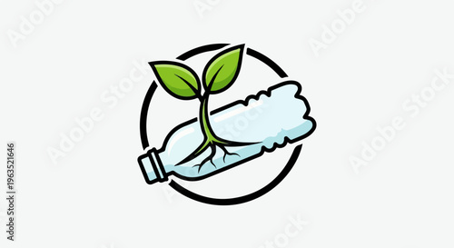 Sprout from a plastic bottle in a circle