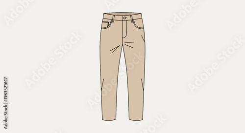 Simple illustration of tan colored trousers with pockets and button