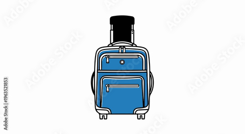 A blue carry-on suitcase with a black handle and wheels