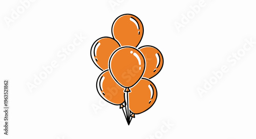 A bunch of orange balloons floating together