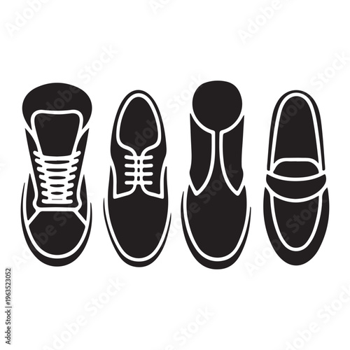 Shoes silhouette collection featuring casual sneakers and modern footwear style