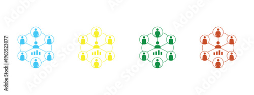 Colorful community icons, multiple style collection, vector elements, social group, collaboration, teamwork, networking, community support concept, solid, outline, glyph icons.