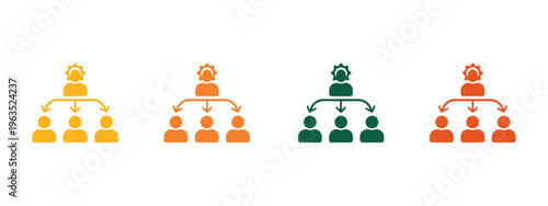 Colorful coordination icons, multiple style collection, vector elements, teamwork, collaboration, task alignment, workflow optimization, project coordination concept, solid, outline, glyph icon.