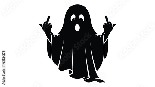 A ghostly figure giving a rude gesture