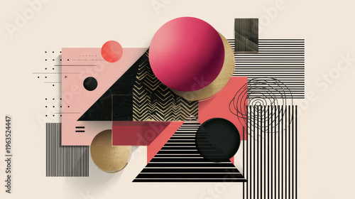 Modern poster design with minimalist geometric lines and abstract shapes in clean contemporary style