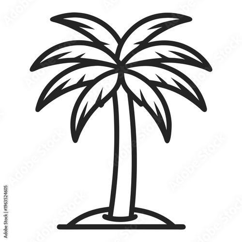 Minimal Palm Tree Outline Design Vector