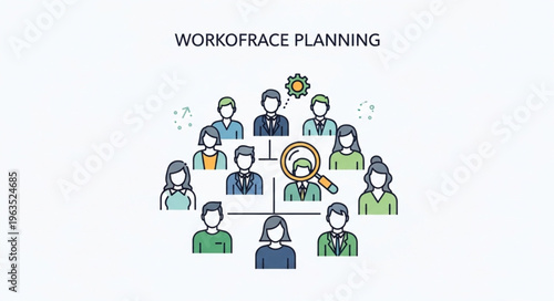 Workforce Planning Illustration - Team Structure, Recruitment, and Human Resources Management.