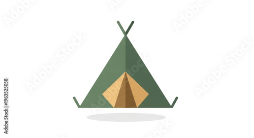 Illustration of a Camping Tent with a Triangular Shape and Earthy Tones.