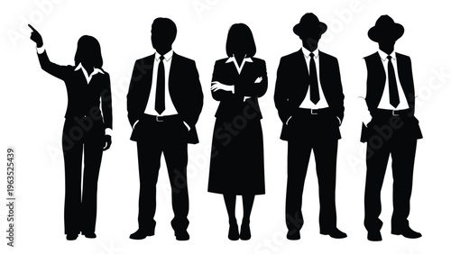 Silhouettes of business professionals in formal attire