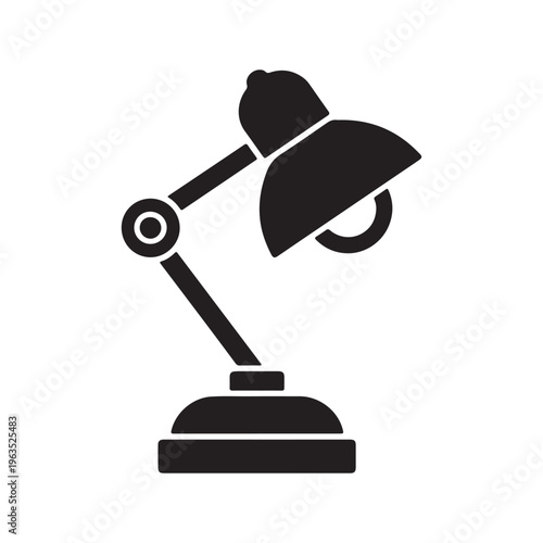 Adjustable Desk Lamp Icon – Table Light Silhouette Vector Illustration