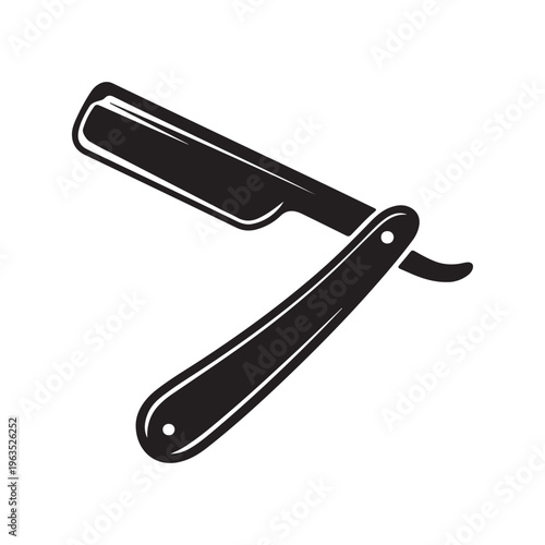 Straight Razor Barber Tool Icon – Classic Shaving Razor Silhouette Vector