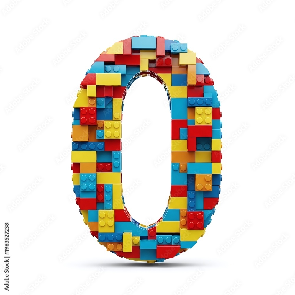 Obraz premium Colorful Lego Blocks Forming Number Zero.