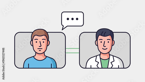 Doctor and patient on a video call for an online medical consultation. Telehealth and modern remote healthcare technology concept