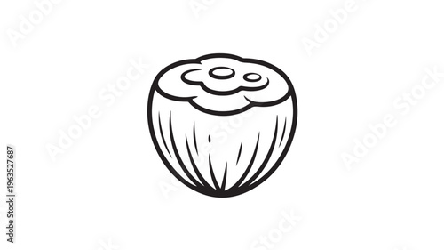 Black line drawing of mushroom on white background for fungi or botanical concepts