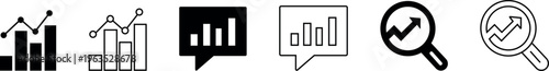Business analytics and data analysis icons for market research and statistics