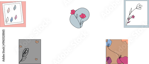 Floral icons, vector illustrations, colorful designs, decorative elements