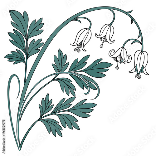 Dutchman’s Breeches Vector Illustration | Woodland Wildflower Botanical Artwork | Unique Spring Flower Design