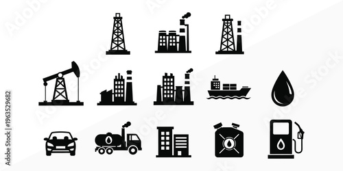 Industrial and energy icons set