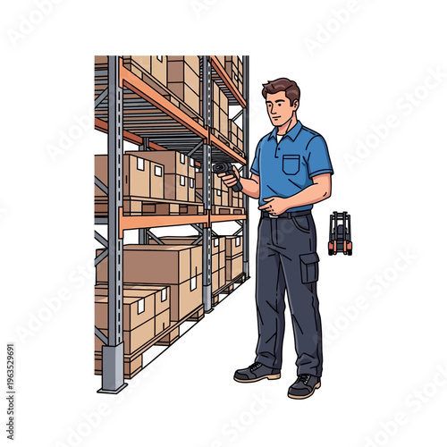 A man in a warehouse with boxes.