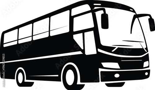 Bus silhouette vector illustration featuring modern public transport vehicle design isolated on white background ideal for transit branding travel and transportation concepts