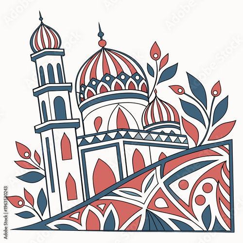 Mosque architecture with ornate floral pattern decoration