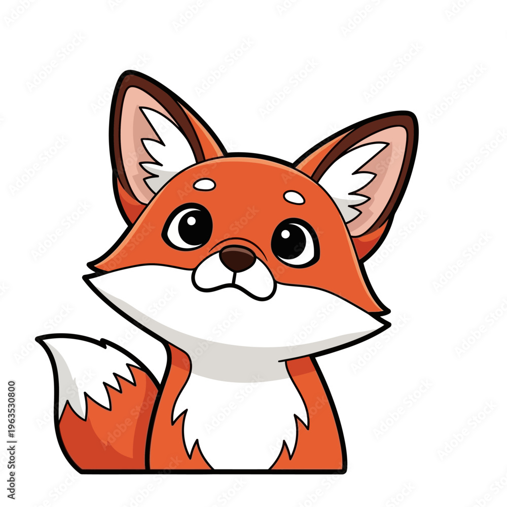 Obraz premium Cute cartoon red fox character illustration.