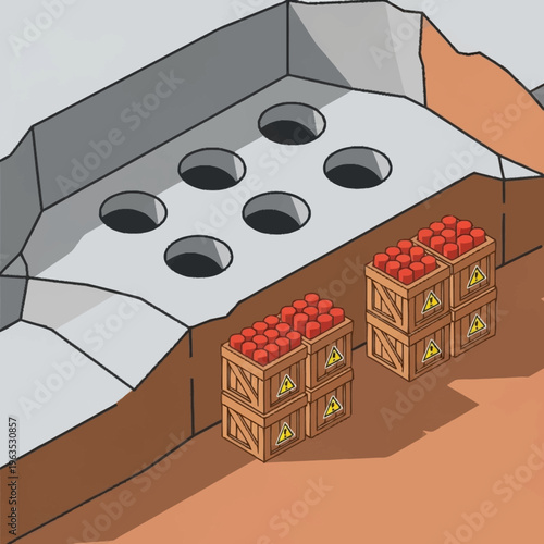 Crates of red apples ready for processing in industrial setting.