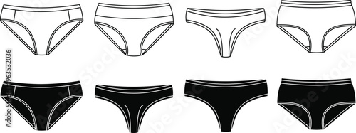 Illustration of various women's underwear styles