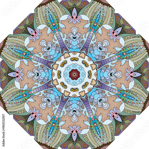 Colorful cute Mandalas. Decorative unusual round ornaments.