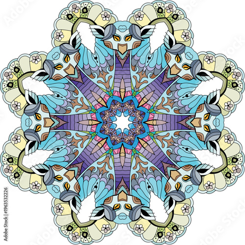 Colorful cute Mandalas. Decorative unusual round ornaments.