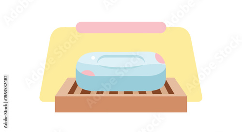 Blue Soap Bar on Soap Dish.