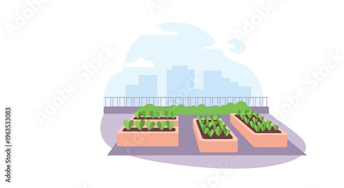 Rooftop Garden with Plants and Greenery.