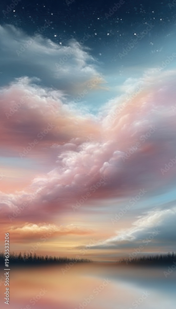 Obraz premium Beautiful Sunset Over Water With Clouds Reflecting Evening Colors