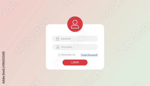 modern web login form template with username and password. Minimal Login Page UI Design with Email and Password Fields. vector illustration