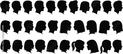 Profile Silhouette Vector Set Featuring Diverse Men And Women Head Avatars For Social Media Anonymous Users Identity Graphic Design And Portraits