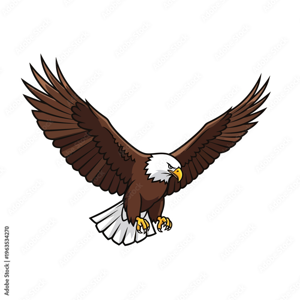 Fototapeta premium American bald eagle in flight illustration.