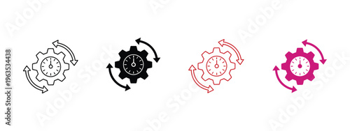 Efficiency icons, multi style collection, vector design elements, workflow, productivity, task management, process optimization, solid, outline, glyph icons.