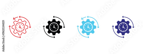 Efficiency icons, multi style collection, vector design elements, workflow, productivity, task management, process optimization, solid, outline, glyph icons.