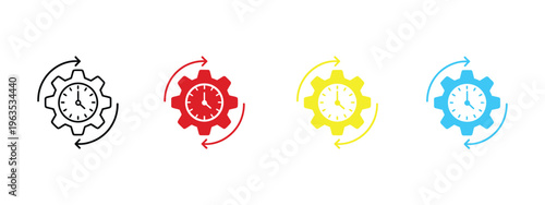 Efficiency icons, multi style collection, vector design elements, workflow, productivity, task management, process optimization, solid, outline, glyph icons.