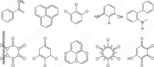 Collection of chemical molecular structures diagrams.