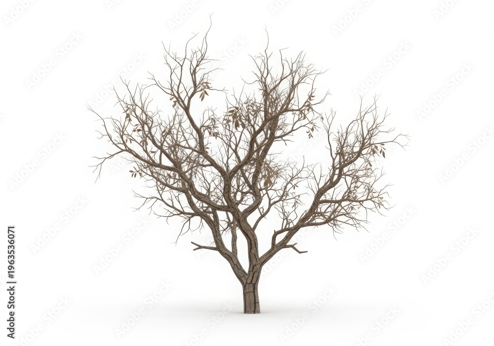 Fototapeta premium bare winter tree in foggy white background minimalist nature concept