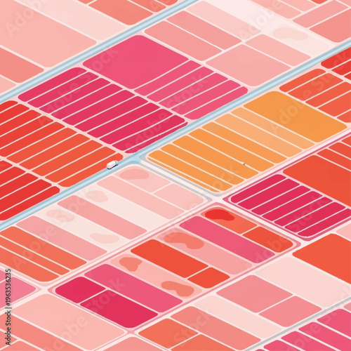 Geometric Salt Ponds Pattern Abstract Aerial View.